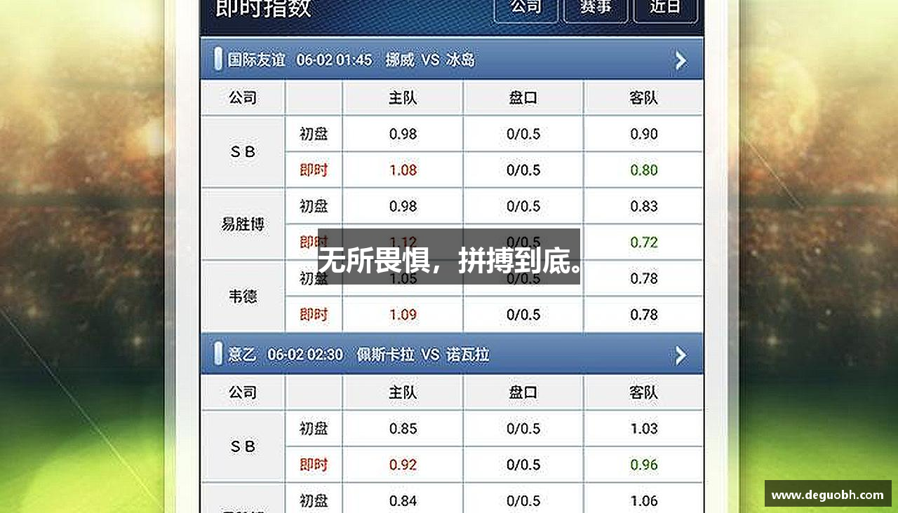 必一运动无所畏惧，拼搏到底。